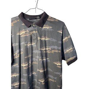 VTG Puritan Fish Polo Shirt Mens Large Trout Fishing Print Retro 90s Casualwear